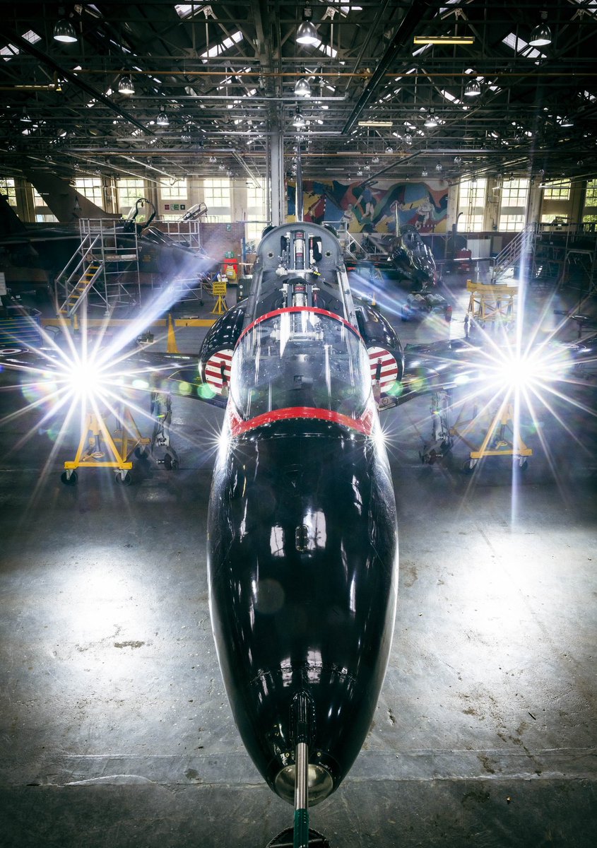RAF_Cosford's tweet photo. Sporting a tailfin design that we aren't used to, we welcomed Hawk XX301 to the Mechanical Training Squadron, No.1 School of Technical Training at RAF Cosford this week. This ex-@RoyalNavy aircraft will soon begin to be used to train @RoyalAirForce aircraft technician apprentices https://t.co/OFzulJWv3F
