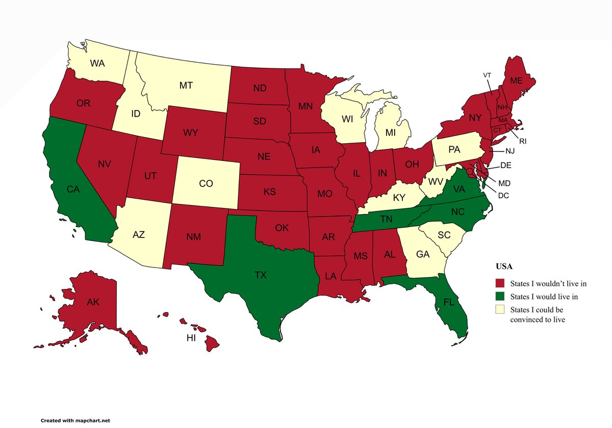 States I’d be willing to live in.