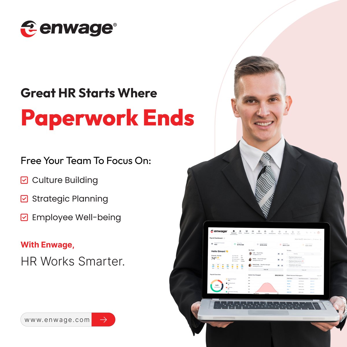 EnwageOfficial's tweet image. 𝐇𝐑 𝐓𝐞𝐚𝐦𝐬 𝐒𝐡𝐨𝐮𝐥𝐝 𝐋𝐞𝐚𝐝 𝐖𝐢𝐭𝐡 𝐄𝐦𝐩𝐚𝐭𝐡𝐲 &amp;amp; 𝐂𝐮𝐥𝐭𝐮𝐫𝐞 — 𝐍𝐨𝐭 𝐏𝐚𝐩𝐞𝐫𝐰𝐨𝐫𝐤.

With the right tools, you can automate the routine and focus on what truly matters. 

With Enwage, your team can concentrate on what drives success.

#Enwage  #HCMSoftware