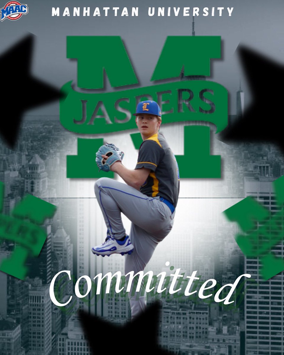 Excited to annouce my commitment to continue my academic and athletic career playing division 1 baseball at Manhattan University! I would like to thank Coach Rosen, Hesslink, and the entire staff at Manhattan for making this possible. Proud to be a Jasper.🗽