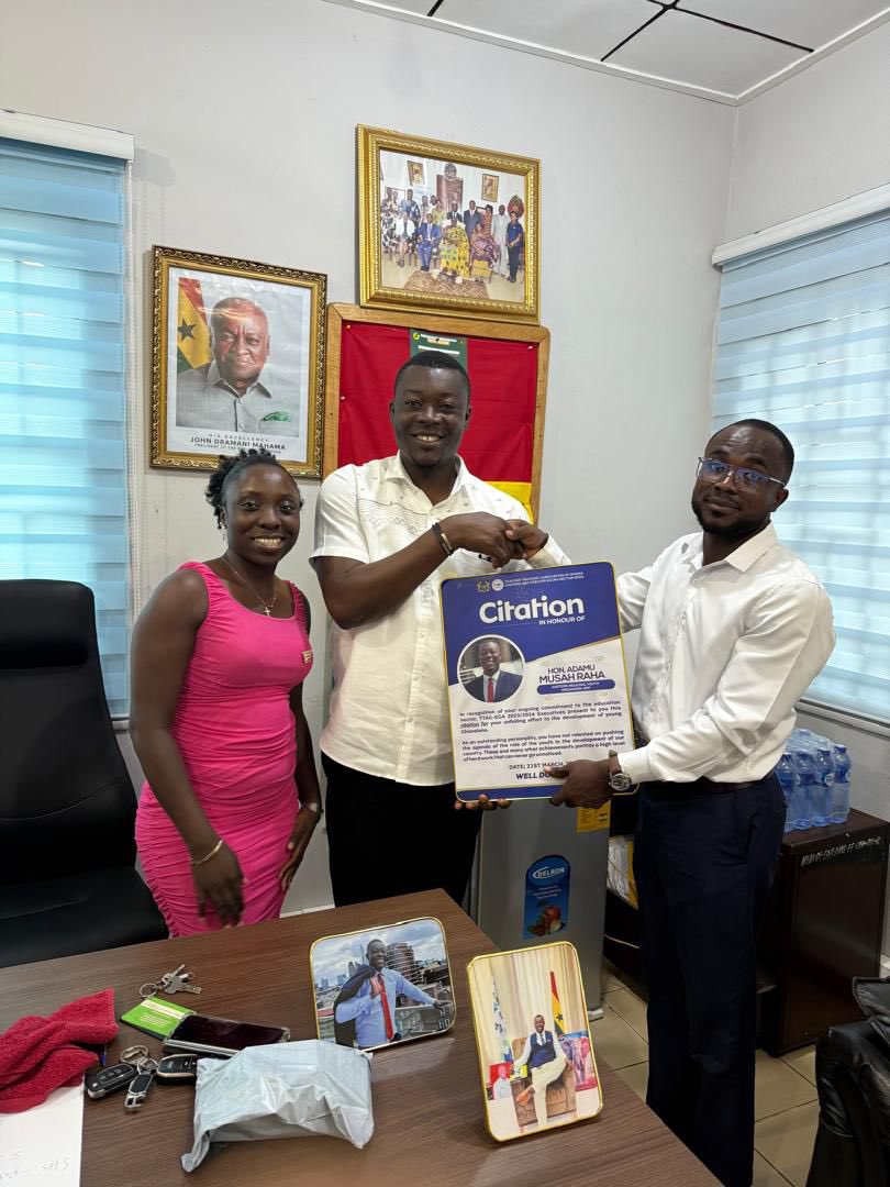 TTAG_EGA's tweet photo. On Wednesday August 12,2025, the President and Vice President of the Teacher Trainees’ Association of Ghana – Eastern and Greater Accra Sector paid a courtesy call on the  Youth Organizer for NPP in Eastern Region , Mr ADAMU MUSA RAHA , at his office https://t.co/FJdL9p7Wv8