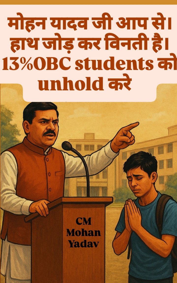 Ashok Choudhary (@ashokchamp10) on Twitter photo मुख्यमंत्री जी <a href="/CMMadhyaPradesh/">Chief Minister, MP</a> अब तो 7 साल भी पूरे हो गए
13% कब अनहोल्ड होगा कब 27% आरक्षण मिलेगा
ओबीसी students का मानसिक संतुलन ठीक नहीं है 13% होल्ड से प्रताड़ित है
ओबीसी वर्ग को न्याय दो 🙏🏻🙏🏻🙏🏻 मुख्यमंत्री जी <a href="/CMMadhyaPradesh/">Chief Minister, MP</a> अब तो 7 साल भी पूरे हो गए
13% कब अनहोल्ड होगा कब 27% आरक्षण मिलेगा
ओबीसी students का मानसिक संतुलन ठीक नहीं है 13% होल्ड से प्रताड़ित है
ओबीसी वर्ग को न्याय दो 🙏🏻🙏🏻🙏🏻