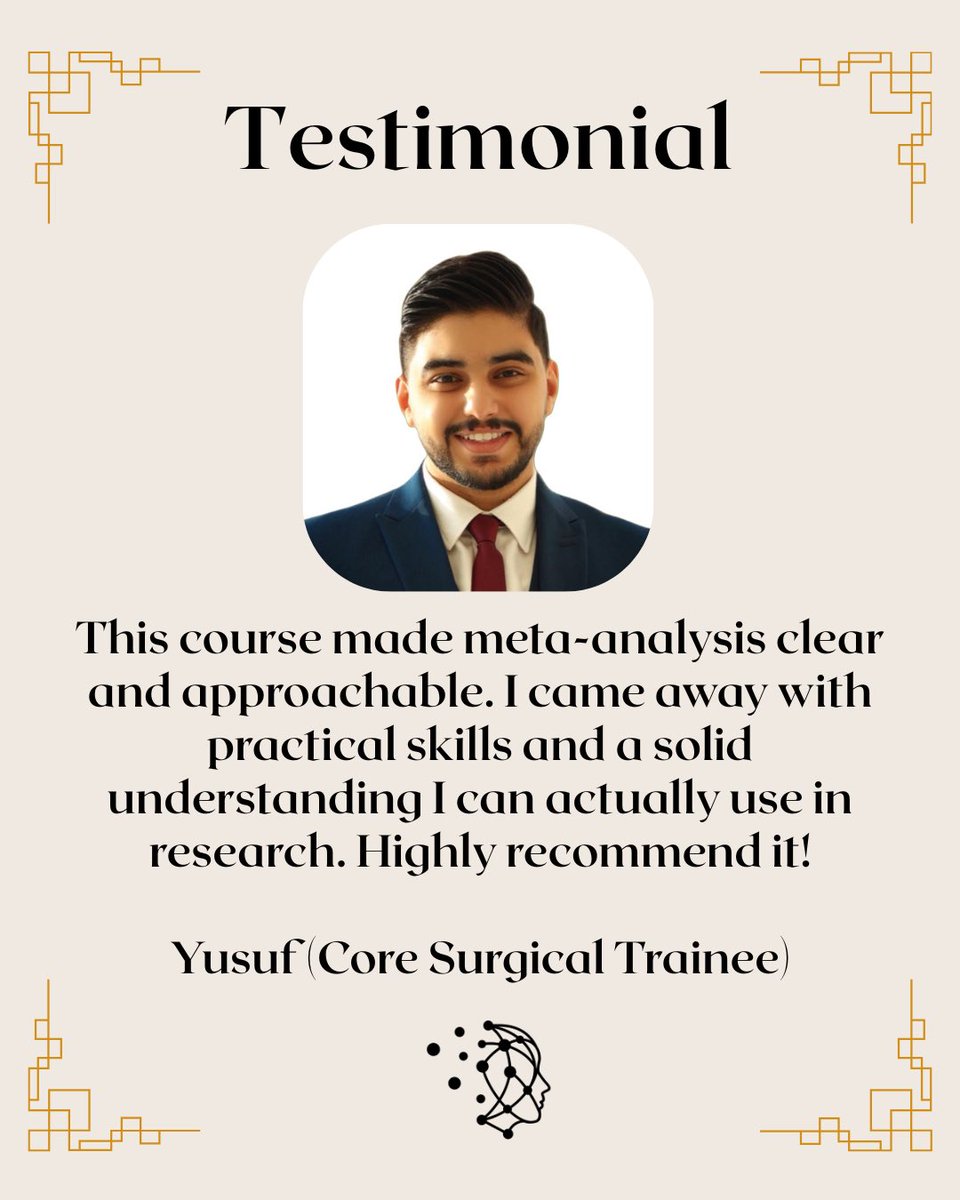 meta_analysisHQ's tweet photo. Join our community of professionals and students who have gained hands on experience in conducting Systematic Reviews and Meta-Analyses through our online workshops.

Find out more about how our course can accelerate your research career.

New courses available. Link in bio https://t.co/GrgcVJghYH