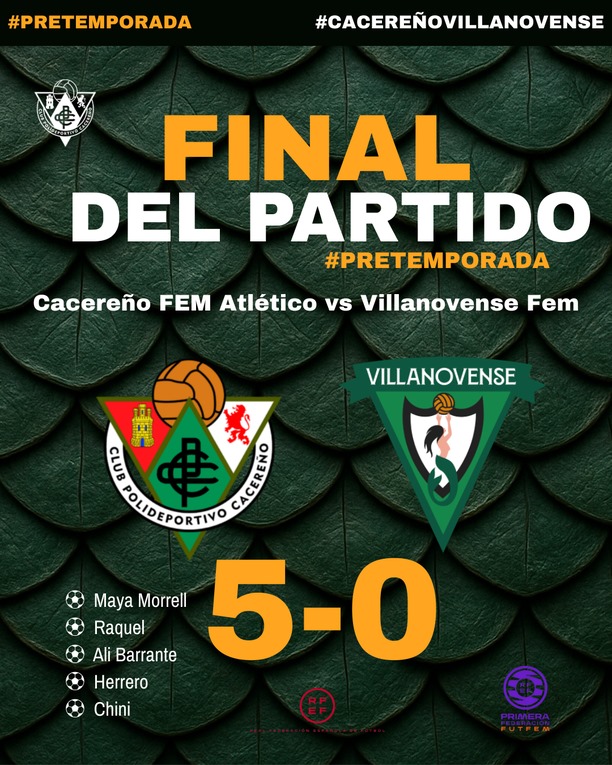 CacerenoFem's tweet photo. 90' ⏰ Acaba el partido en Pinilla con una gran victoria de nuestro filial para empezar la pretemporada.

#EligeCreer #TodosAlVerde #SomosUna #CacereñoVillanovense https://t.co/dTvYaQrdKo