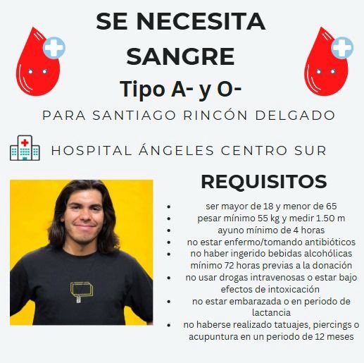 #Urgente #Querétaro #Sangre tipo A- y O- para Santiago Rincón Delgado en el Hospital Ángeles Centro Sur.
Contactar al: 442 261 4200.

#DonaEnVida #DonaConAmor