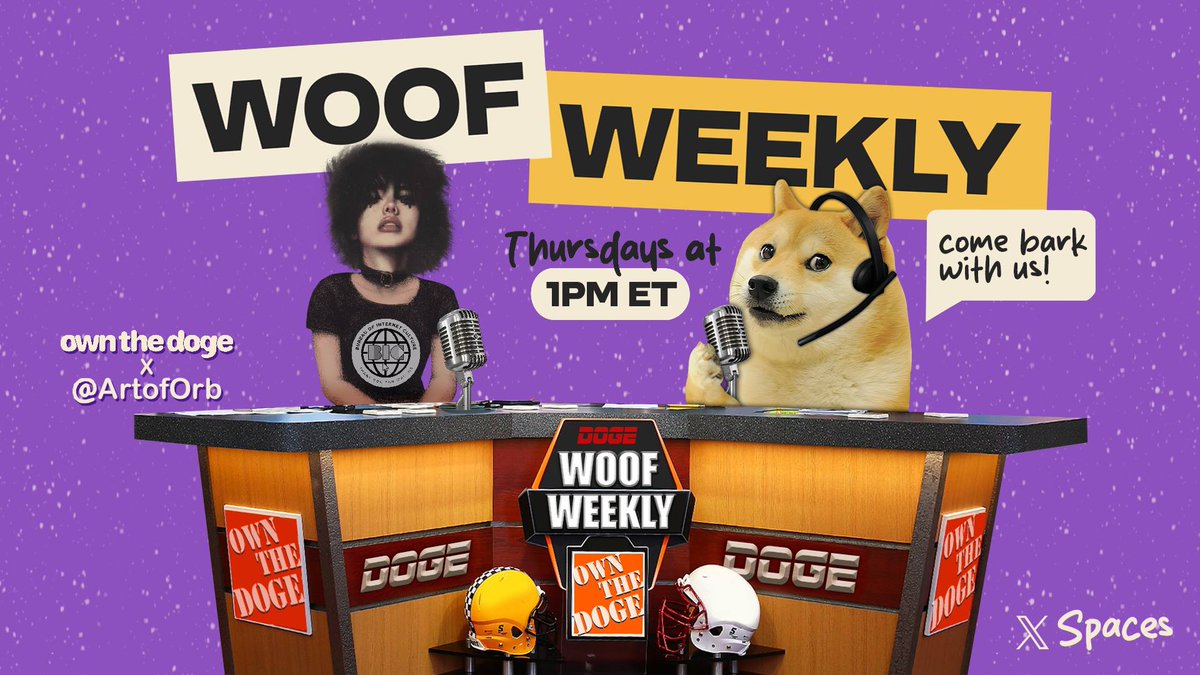 Own The Doge 🐶🖼 (@ownthedoge) on Twitter photo Frens, we invite you to the 194th edition of Woof Weekly this Thursday at 1PM ET🐶
We’ll be spilling some paint on creator ownership, IP & art with the legendary <a href="/ArtofOrb/">orb</a>, dev extraordinaire at <a href="/ownthedoge/">Own The Doge 🐶🖼</a> and <a href="/BIC_dao/">Bureau of Internet Culture</a>
Dogely vibes await ✨
Set reminders below 👇 Frens, we invite you to the 194th edition of Woof Weekly this Thursday at 1PM ET🐶
We’ll be spilling some paint on creator ownership, IP & art with the legendary <a href="/ArtofOrb/">orb</a>, dev extraordinaire at <a href="/ownthedoge/">Own The Doge 🐶🖼</a> and <a href="/BIC_dao/">Bureau of Internet Culture</a>
Dogely vibes await ✨
Set reminders below 👇