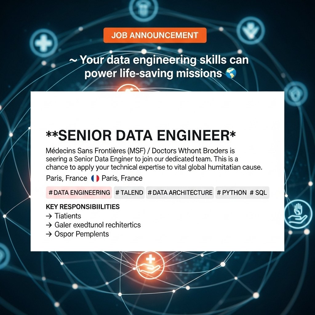 millionexperts's tweet photo. 🌍 Your data engineering skills can power life-saving missions.
📍 Paris, France
𝘿𝙖𝙩𝙖 𝙀𝙣𝙜𝙞𝙣𝙚𝙚𝙧𝙞𝙣𝙜 #𝙏𝙖𝙡𝙚𝙣𝙙 #𝘿𝙖𝙩𝙖 #𝙋𝙮𝙩𝙝𝙤𝙣 #𝙎𝙌𝙇
Apply: https://t.co/ls7W7eOLBh
#DataEngineer #TechForGood #Talend #Hiring #FranceJobs #DataArchitecture https://t.co/9TwaCX6q6m