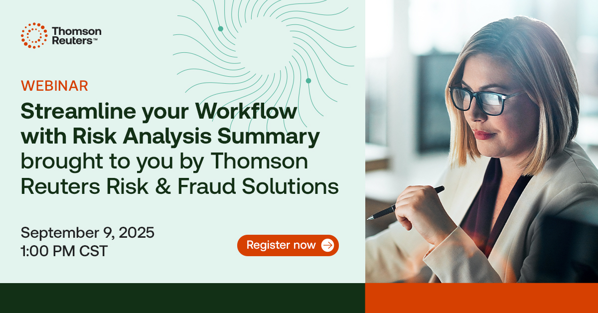 TRRiskAndFraud's tweet image. What could your team accomplish with more efficient risk analysis workflows? Our upcoming webinar shows how professionals like you are saving hours each week. Join us to see these solutions in action: ow.ly/OtFI50WCfPa 
#RiskAnalysis #WorkflowEfficiency