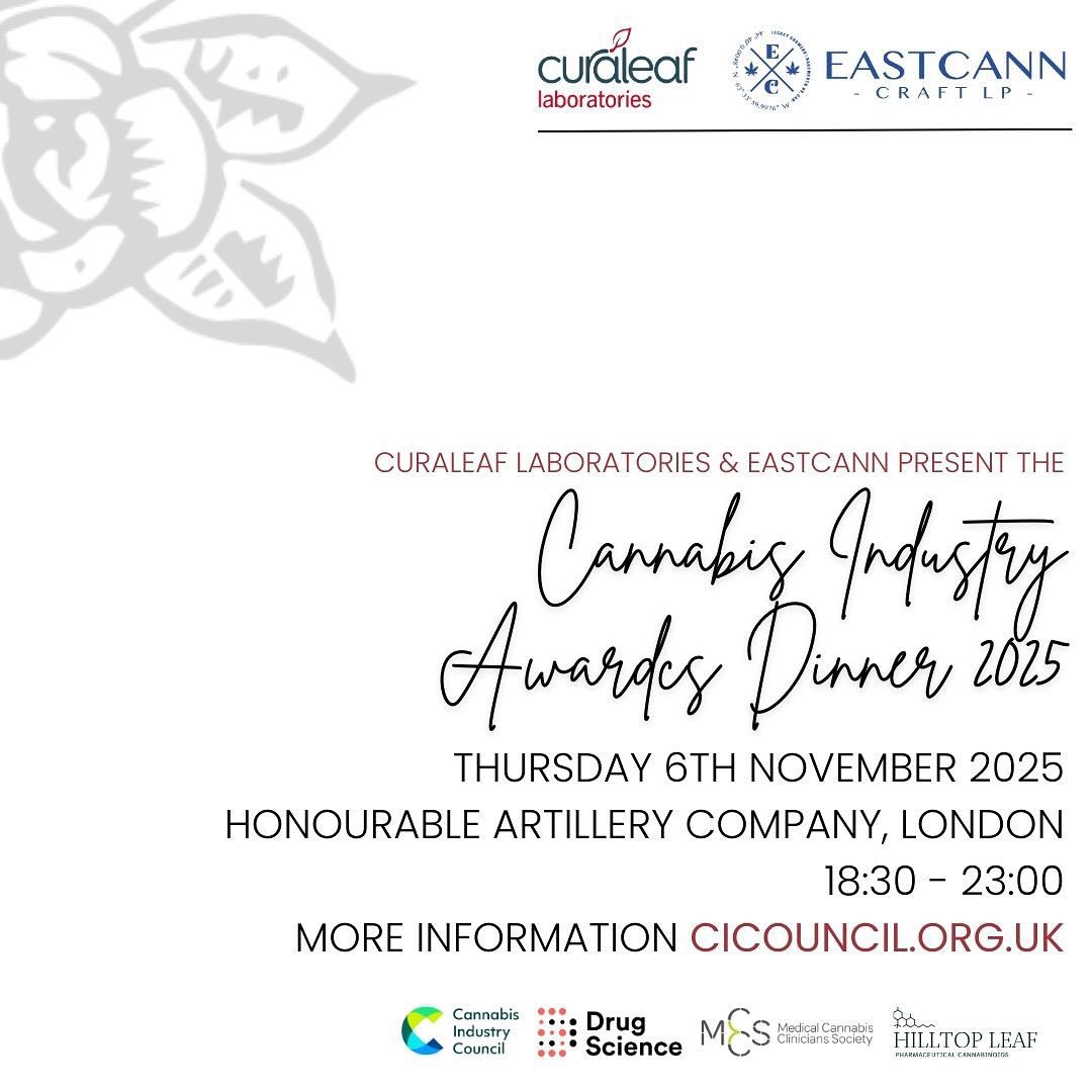 Tickets are now on sale for the Cannabis Industry Awards Dinner, presented by <a href="/Curaleaf_Labs/">Curaleaf Laboratories</a> &amp; <a href="/EastCann/">EastCann</a>.

The event is being held on 6 November in London.

Get your tickets now!

tinyurl.com/cannawards25