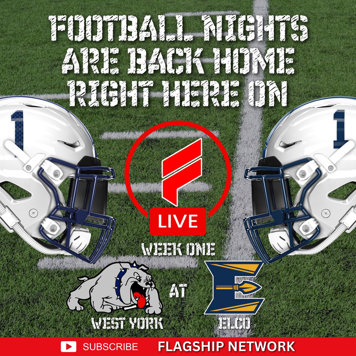 FOOTBALL NIGHTS ARE BACK HOME.
RIGHT HERE ON FLAGSHIP NETWORK!

We kick off the season with <a href="/GoWYBulldogs/">West York Athletics</a> at <a href="/ELCOAthletics/">ELCO Athletics</a> this Friday night LIVE &amp; FREE on YouTube

Here is the link! 

youtube.com/live/V1vv6Q5B0…

<a href="/EPAFootball/">EasternPAFootball</a> <a href="/BadgleyBruce/">Bruce Badgley</a> <a href="/MDrago59/">Mike Drago</a> <a href="/MikeDragoSports/">Mike Drago</a> <a href="/END2008/">END2008</a>