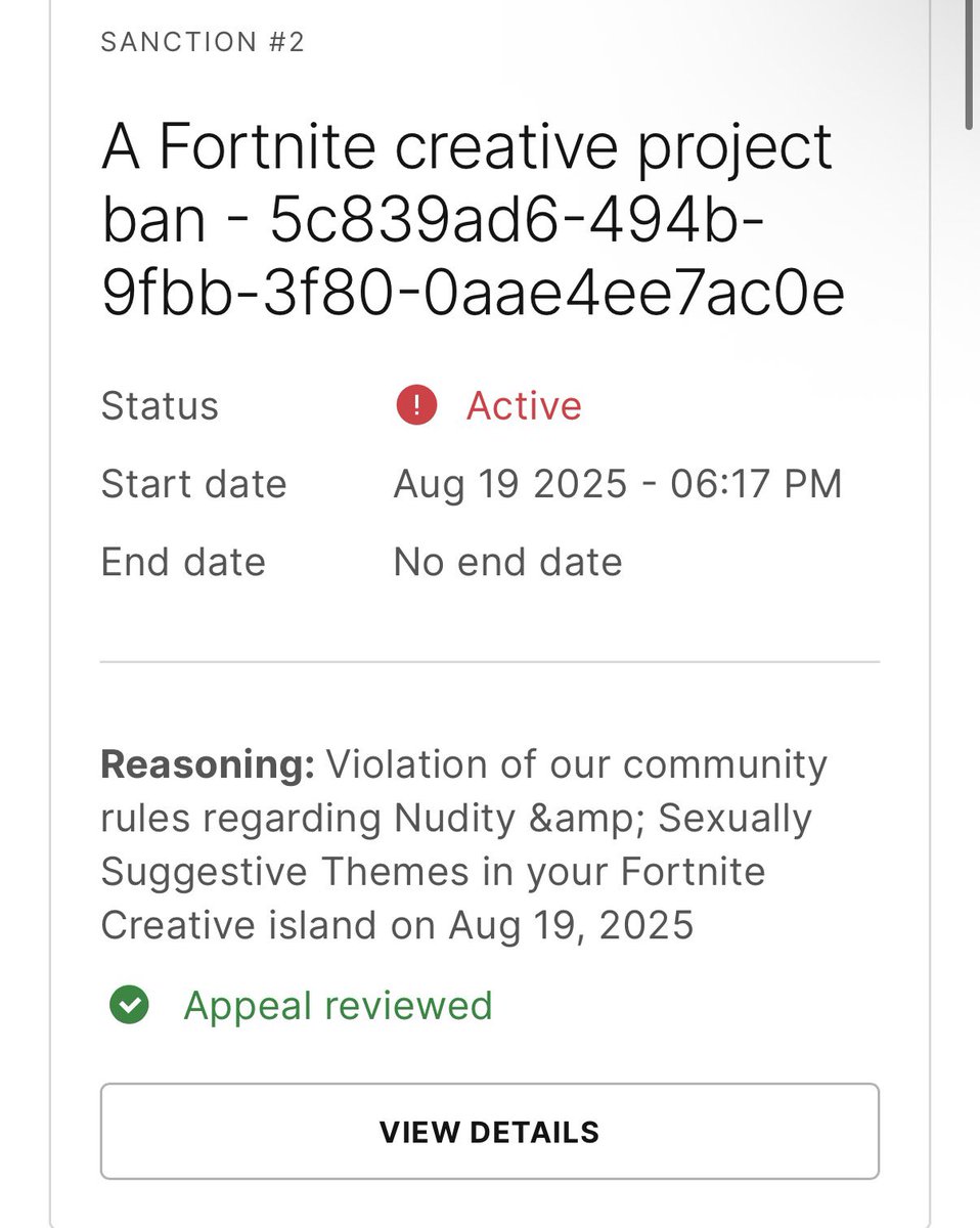 Hello @Fncreate <a href="/Fortnite/">Fortnite</a>, my map Fortmegle got banned yesterday for “Nudity” without any further information.

That same evening I submitted an appeal and my map was reinstated. Since I wasn’t aware of the real reason for the ban, I changed everything I thought might be