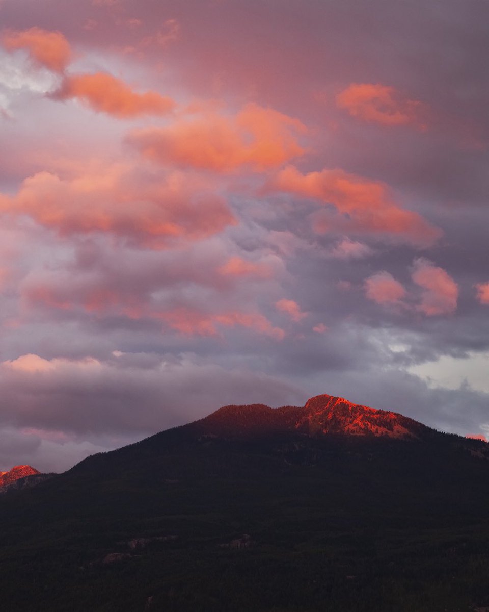 Evening light on the Purcells, from cabin
