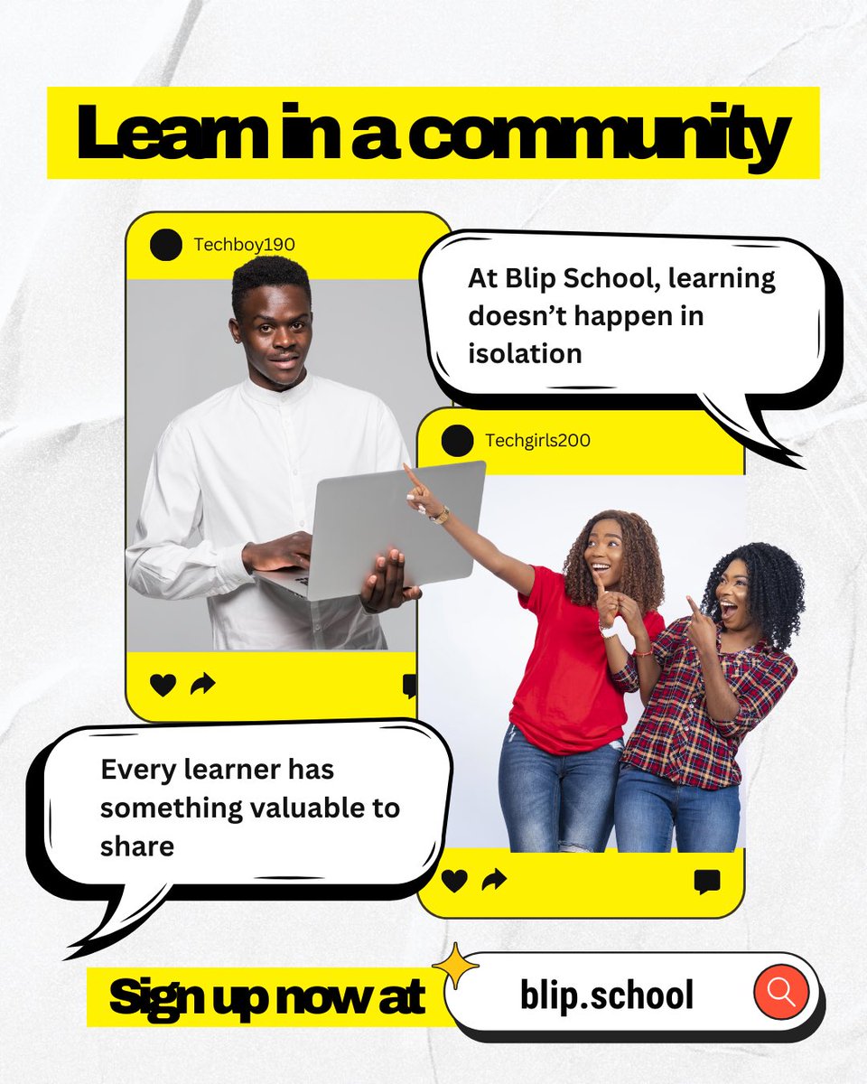 BlipSchool's tweet photo. At Blip School, learning = collaboration. 🚀
From debugging code to sharing feedback &amp; building projects together — our community makes growth possible. 💡

👉 Join us today &amp; learn with peers who inspire. ✨ #techcommunity #blipschool https://t.co/qvydf1FNG4
