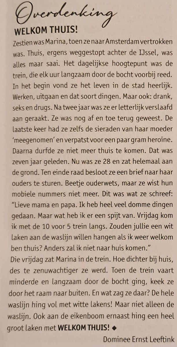 De korte versie van de verloren dochter in de #Reestdalpost van 20 augustus.