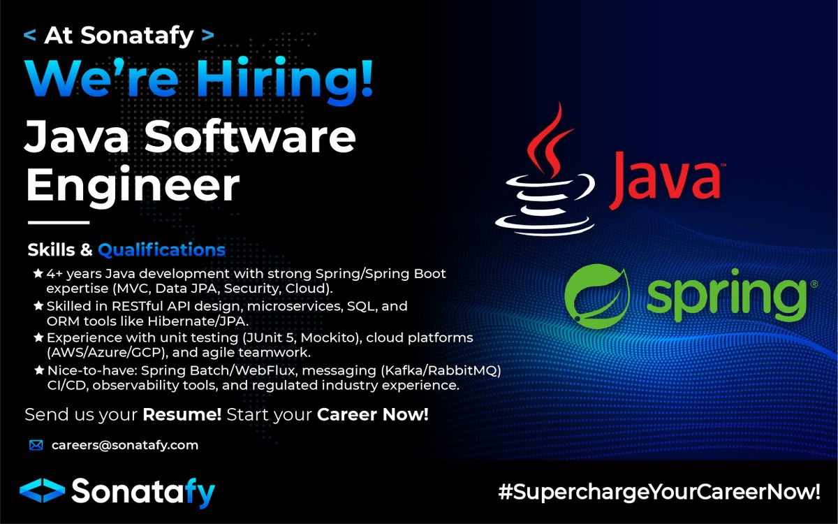 SonatafyM's tweet image. 🖥️ Join the #SonatafyFamily and unlock your full potential. We are looking for a Java Software Engineer from Latin America to join our team. 🙌
Check our open position and apply: hubs.la/Q03DJ0dl0
#Java #JavaSpring #AWS #Azure #Automation #Hiring #SonatafyTechnology
