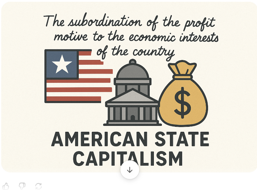 Staatskapitalismus-Oligarchie-Marktlenkung: 

Diese Triade dürfte das kommende neue Wirtschaftssystem der USA definieren

Mehr dazu in meinem neuen Blogpost:

gtrepp.blogspot.com/2025/08/staats…