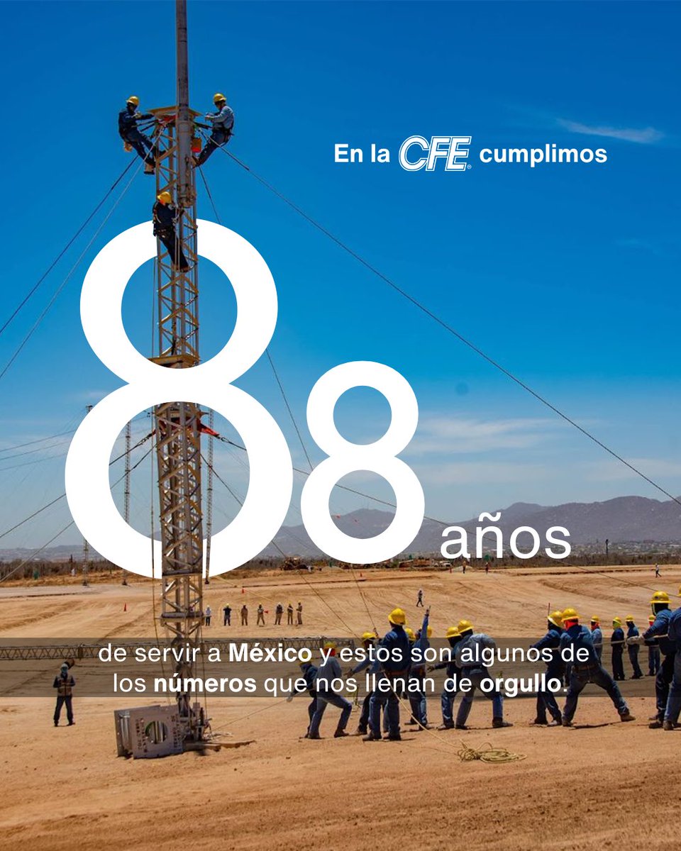 CFEmx's tweet photo. De 1937 a 2025: la energía que impulsa a México ⚡🇲🇽
En 1937 nació la Comisión Federal de Electricidad con la misión de llevar luz y progreso a cada rincón del país.
#DatosCFE #OrgulloCFE #AniversarioCFE #88CFE https://t.co/5db1EX82pR
