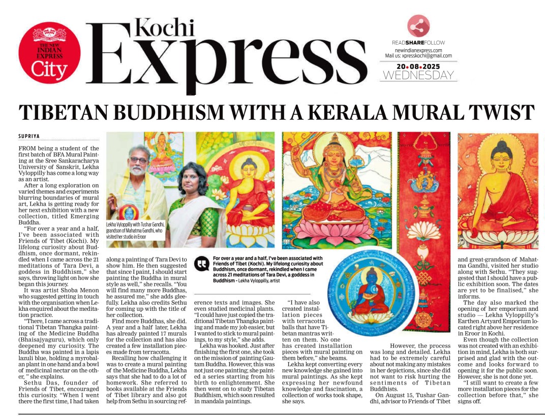"Tibetan Buddhism With a Kerala Mural Twist", The New Indian Express report on #EmergingBuddha newindianexpress.com/kerala/2025/Au…