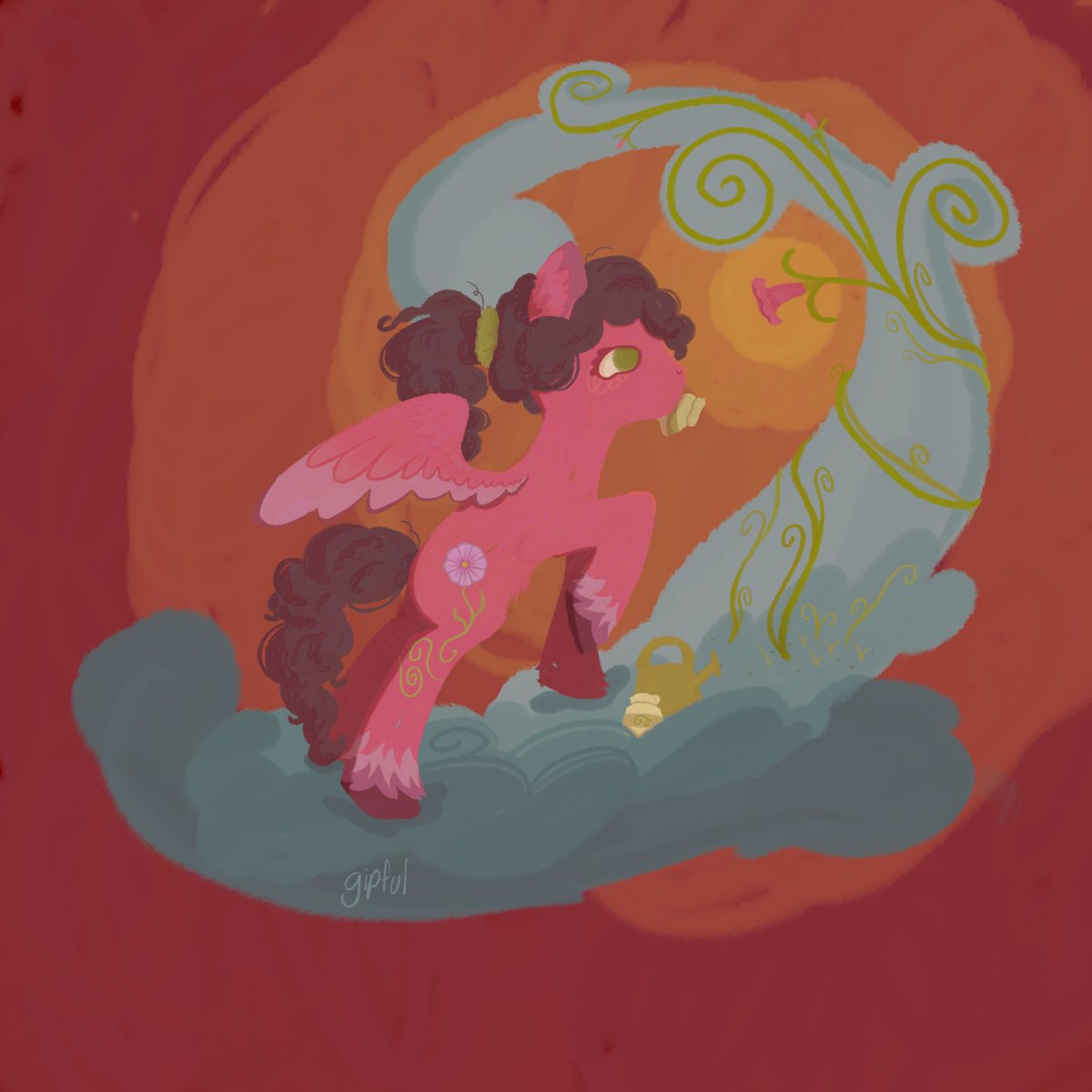 my side of an art trade with <a href="/froggypony/">🐸</a> !!! 
Their oc morning glory #mlp