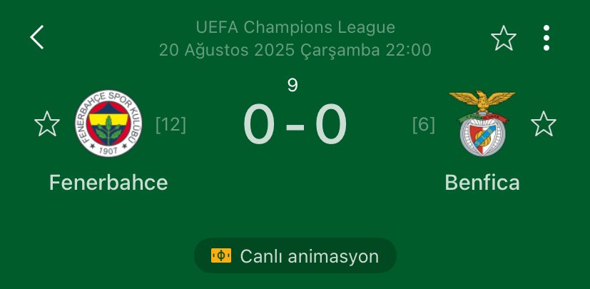 Rolling 1. Adım

Fenerbahçe - Benfica
1. Yarı 0,5 Gol Üst • 1.60
15.000 &gt; 24.000

Bol şanslar!

t.me/RafaBets27