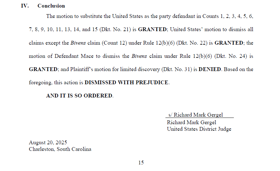 Brian Musgrave's libel &amp; defamation suit against Nancy Mace has been dismissed. Read more here: abcnews4.com/news/local/def…