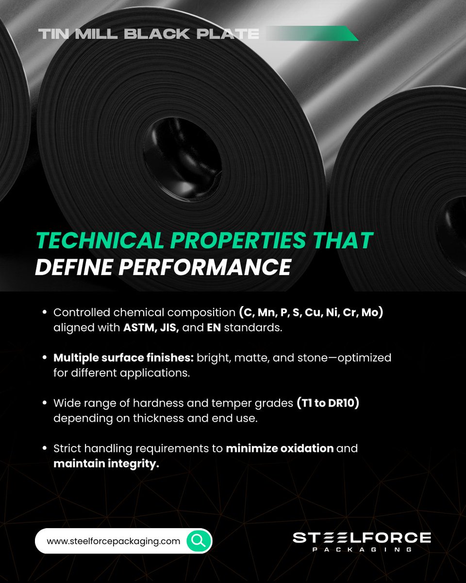 Tin Mill Black Plate (TMBP) is more than a base material—it’s engineered for precision and reliability across packaging applications.

With defined chemical standards, tailored hardness grades, and surface finishes, TMBP supports performance where it matters most.