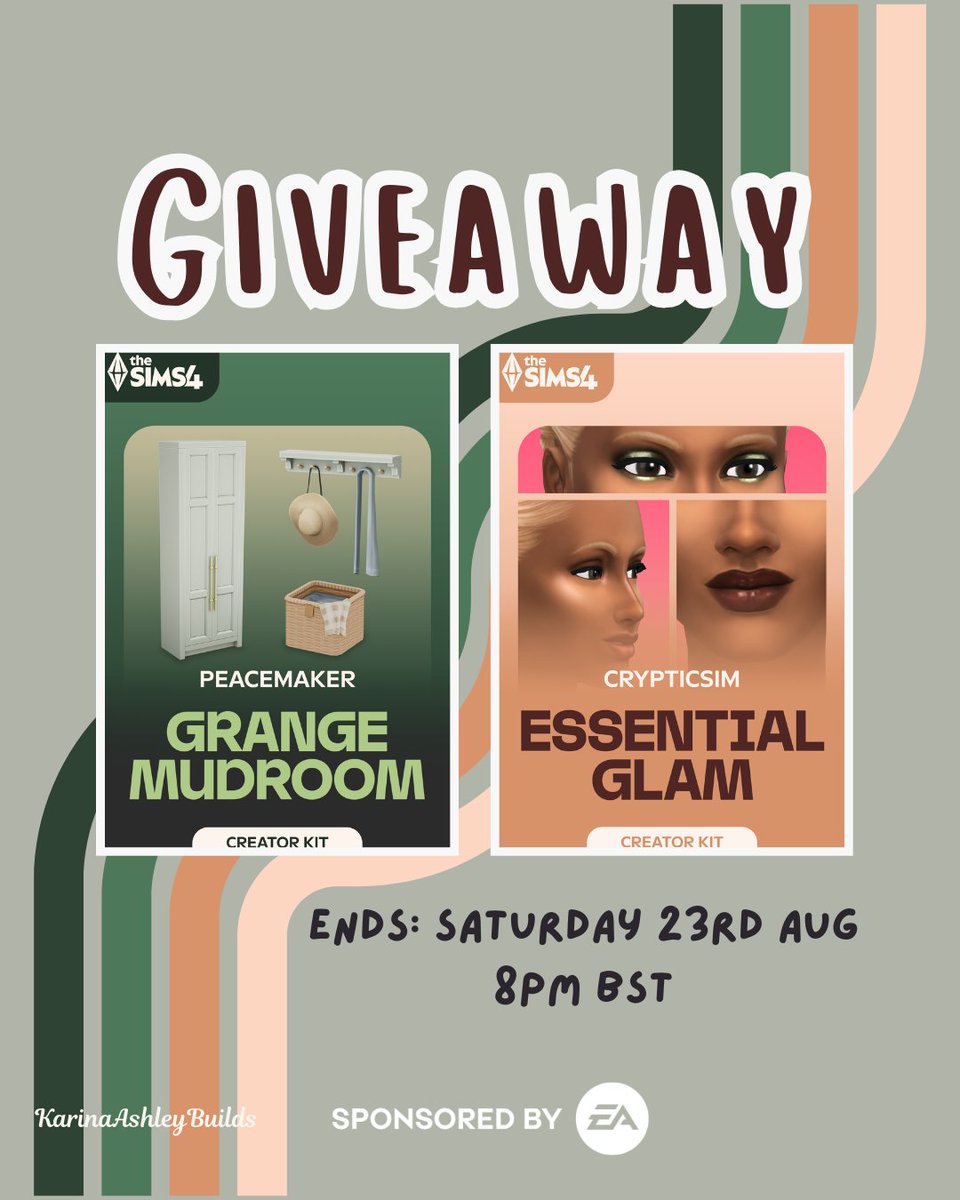 KarinaAshleyYT's tweet photo. GIVEAWAY Creator Kits
#ad #eapartner
Thanks to @EA @TheSims #eacreatornetwork
I have 1 code each for the two new creator kits.
Rules:
☘️Follow me
☘️Complete Form(below&bio)
☘️Retweet
Entry Form: https://t.co/OuaBm83t2e
Closes: 23rd Aug-8pm BST
#thesims4 #sims4 #simsgiveaway https://t.co/sToqQFwySd