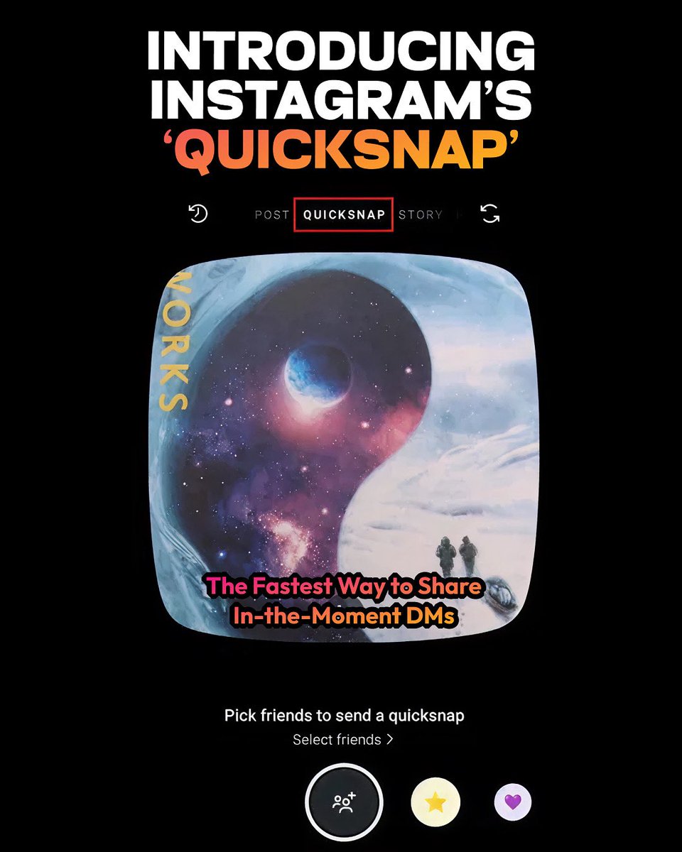 Say hello to IG’s latest drop: Quicksnap.
Now you can send raw, unfiltered snaps straight to your DMs fast, real, and interactive.

Why it matters: Quicksnap is about building real connections with your audience in the most natural way possible. 💬

📲 Ready to try it out?