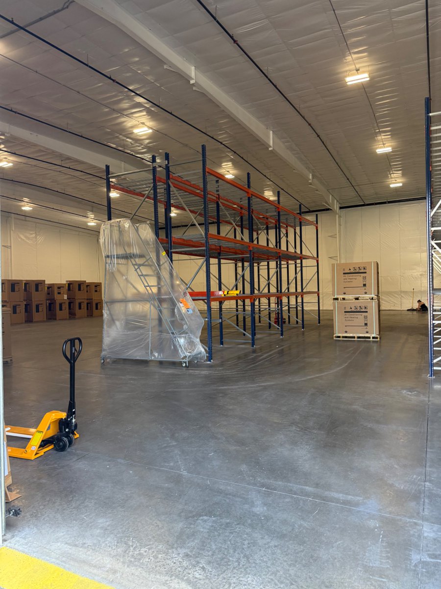 New racking going up for HVAC distribution business moving in. Looking good