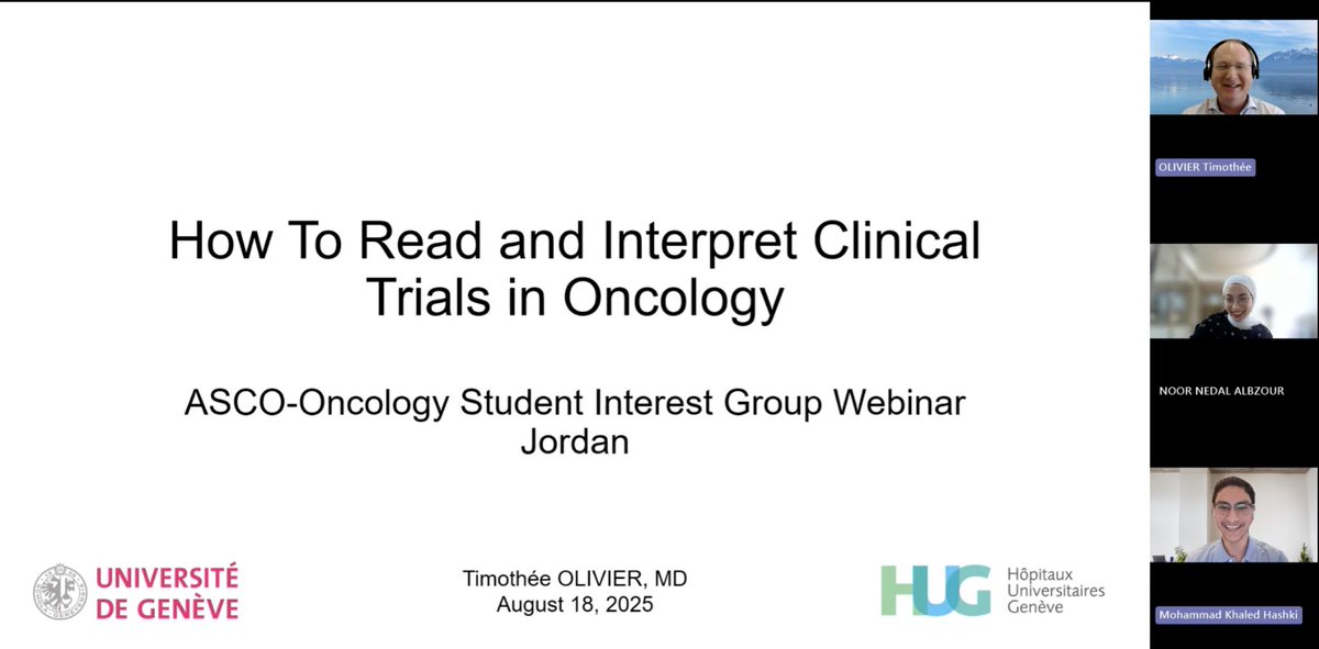 mkhashki's tweet photo. Honored to host Dr. @Timothee_MD as the first guest in our clinical trials in oncology webinar series. Dr. Olivier covered key topics, including control arms, post-protocol care, and more. This webinar will provide valuable insights to early-career oncologists in our region. https://t.co/BcPTkfcQwc
