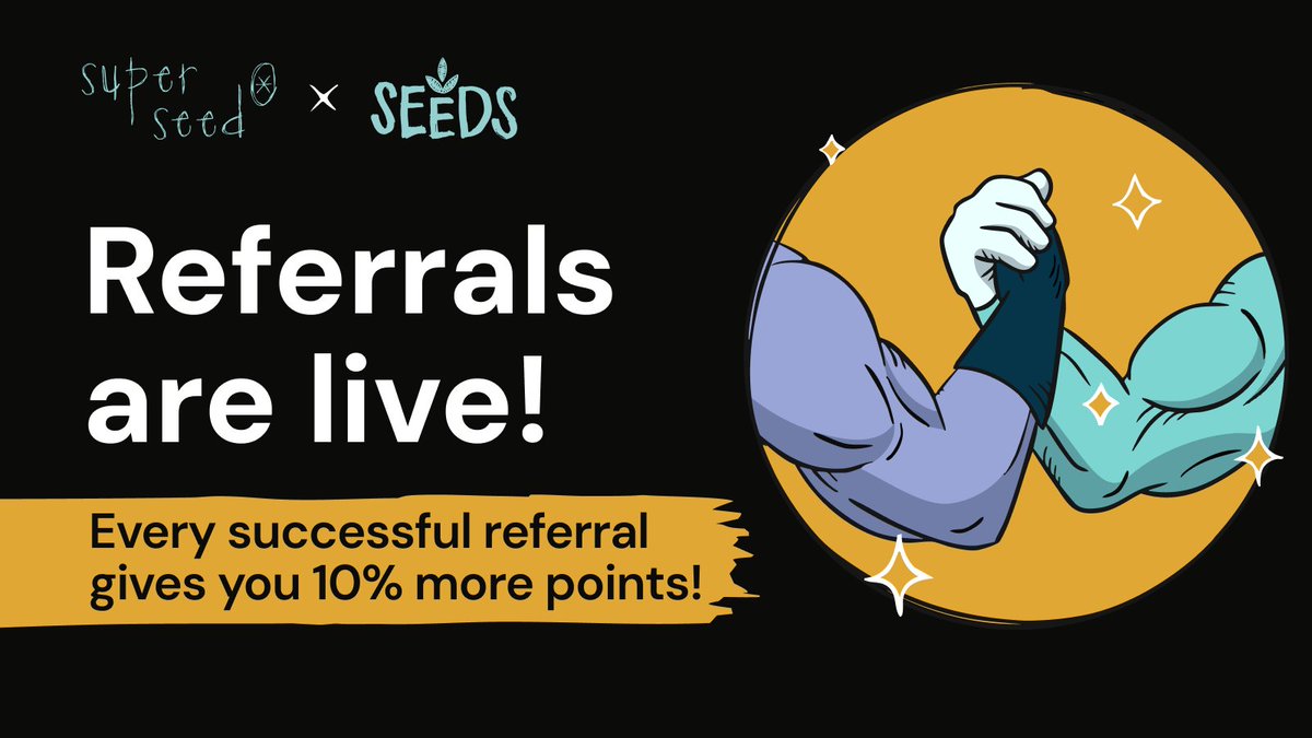 superseed's tweet photo. Did you know: Every referral you bring onto Seeds, you earn 10% of whatever they earn. No caps. 

Start earning🌱 https://t.co/U7d8tPfk1E https://t.co/b7k8cF1DsA