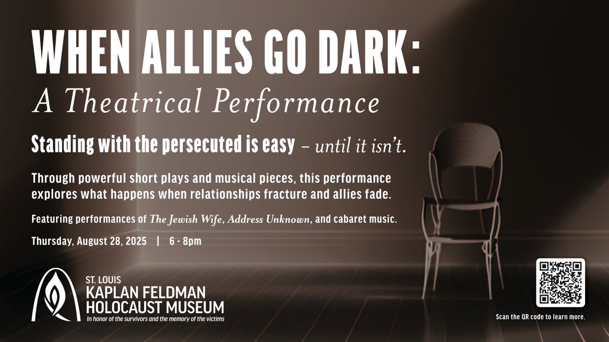Standing with the persecuted is easy - until it isn't.

Join us for a theater &amp; musical performance exploring the challenges of allyship &amp; standing up against tough odds. bit.ly/4l4aDPH

Thanks to our sponsors:
Mary Strauss
David &amp; Melanie Alpers
Diane &amp; John Kalishman