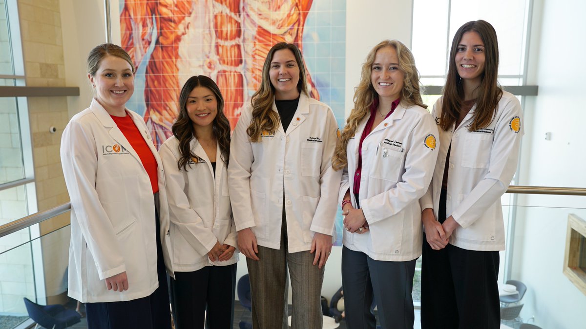 Meet the leaders of ICOM's Neurosurgery Club for the 2025-2026 academic year 👋

(L-R) Student Physicians Avery Erickson, Co-Chair; Julia Yoo, Secretary; Ashleigh Berg, SIM Coordinator; Abbygail Furrow, Co-Chair; and Sydney Fermenick, Treasurer.