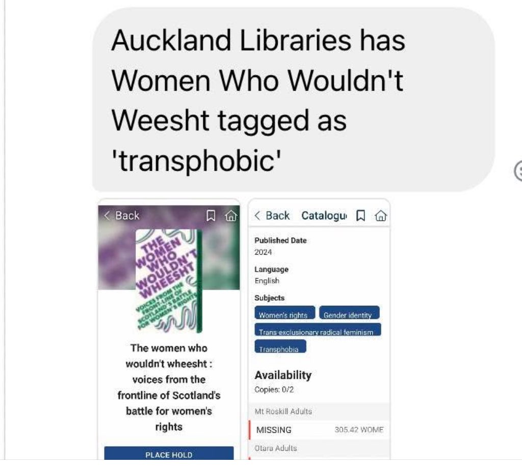 Dr Carol Hamilton 🌻 (@kiriceilidh) on Twitter photo In a fit of ignorance a New Zealand librarian files bestselling Scottish book about women’s lives under transphobia. Didn’t think any community members would notice eh?
FYI <a href="/LucyHunterB/">Lucy Hunter Blackburn</a> In a fit of ignorance a New Zealand librarian files bestselling Scottish book about women’s lives under transphobia. Didn’t think any community members would notice eh?
FYI <a href="/LucyHunterB/">Lucy Hunter Blackburn</a>