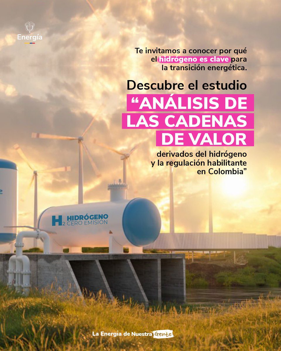 MinEnergiaCo's tweet photo. ¡El hidrógeno es clave para la energía del futuro y el futuro empieza hoy!

Te invitamos a conocer el análisis de las cadenas de valor de sus derivados y la regulación habilitante en Colombia; un estudio técnico que elaboramos junto al @BancoMundial y la consultora IDOM, en asociación con Brigard Urrutia.

Una herramienta esencial para tomadores de decisiones, inversionistas y desarrolladores de proyectos que buscan impulsar el hidrógeno de bajas emisiones en el país.

Descárgalo aquí 👇🏼
https://t.co/72tPcV8O6a