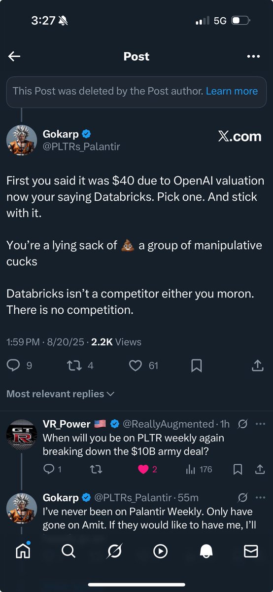 Gokarp (@pltrs_palantir) on Twitter photo Why did you delete the tweet <a href="/CitronResearch/">Citron Research</a> trying to keep your head buried in the sand? Why did you delete the tweet <a href="/CitronResearch/">Citron Research</a> trying to keep your head buried in the sand?