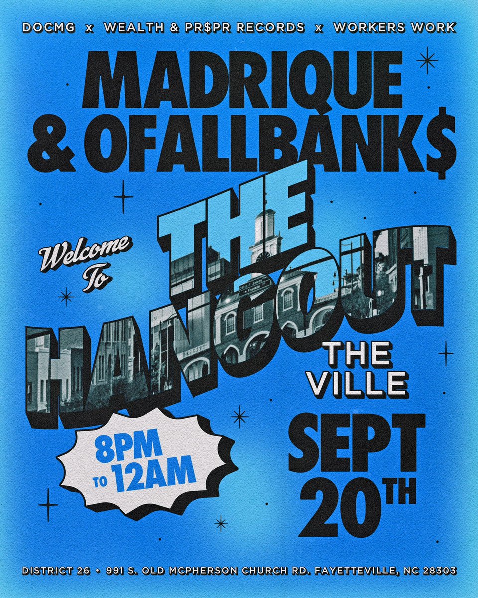 Come HANGOUT with Myself <a href="/_carltonBanks/">OFALLBANK$ 🏦💰💸📝</a> + <a href="/Bouvair_/">βȏυναᎥя</a>  +  <a href="/jrashadNC/">J. Rashad</a> + AZUS ALL-STARS  in FAYETTEVILLE  HOSTED BY  <a href="/TripleBEAMEN/">✞яḯ℘ʟε฿εᾰღεη 🎈</a> &amp; MUSIC BY KBTHEDJ TICKETS AVAILABLE NOW madrique.com/tour