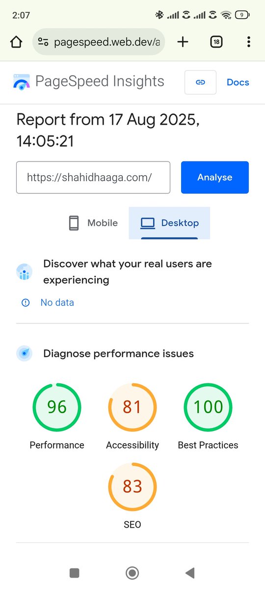 rohitwork42's tweet image. About to finish my 4th remote  project of this year
Designed and Developed whole application from scratch Following whole SDLC cycle
Frontend deployed on vercel
Backend deployed on render
Images are using AWS for fast rendering
Overall performance  96
shahidhaaga.com