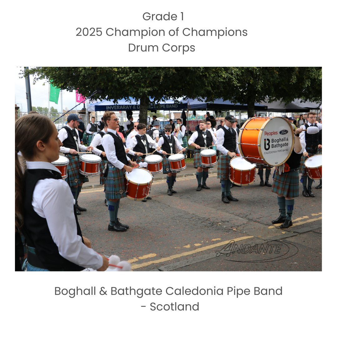 2025 Champion of Champions Drum Corps

Boghall &amp; Bathgate Caledonia Pipe Band was awarded the 2025 Grade 1 Champion of Champions drumming prize.
⁠
#2025worldpipebandchampions #pipebandlife #andantedrums #andantedrumsofficial