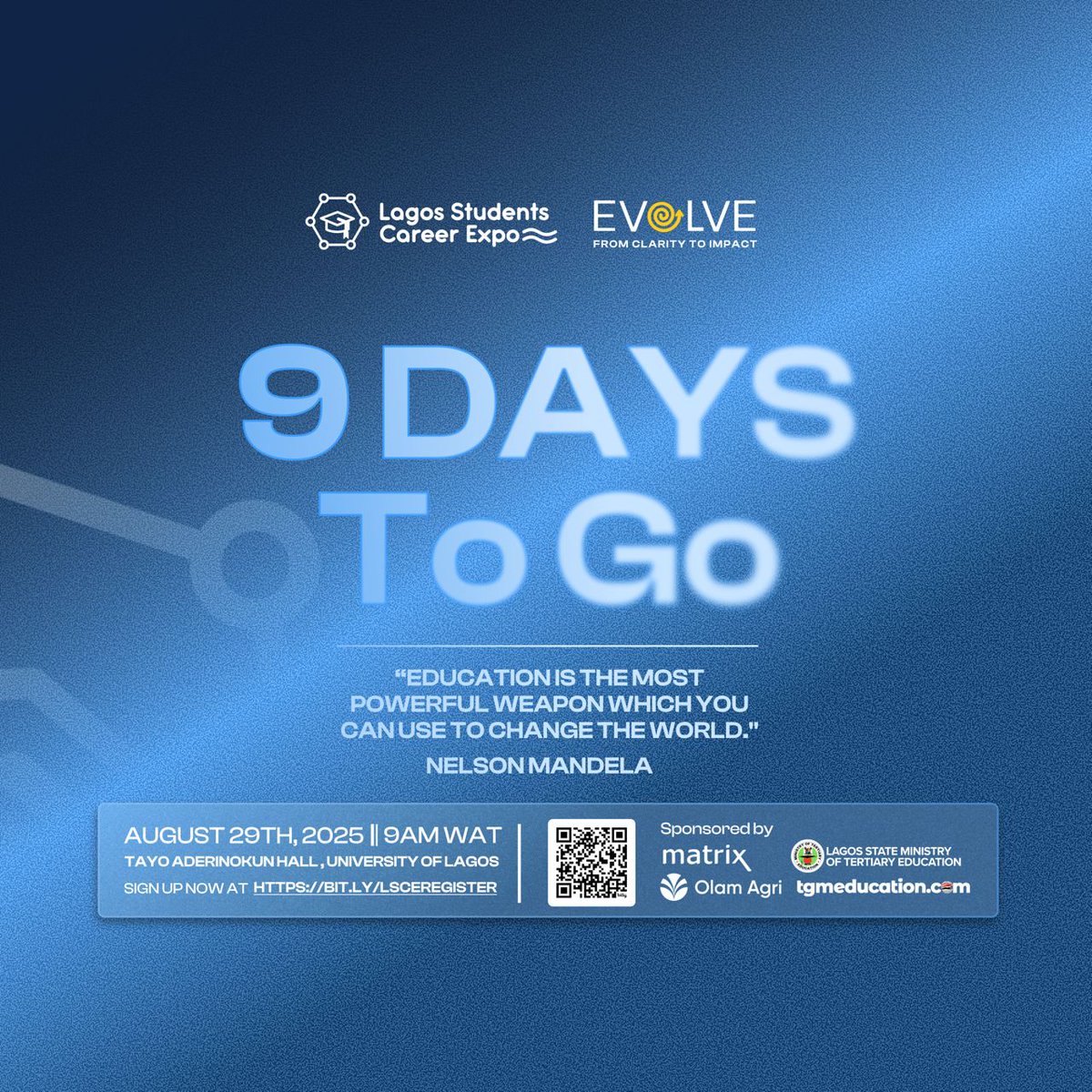 LSCE 2.0 is in 9 Days

📅 Date: August 29
🕜 Time: 9AM WAT
📍 Venue: UNILAG
_____________________
Register here:
bit.ly/LSCEregister
Already Registered?
Join the community for exclusive event updates and perks: bit.ly/4fqVPIP