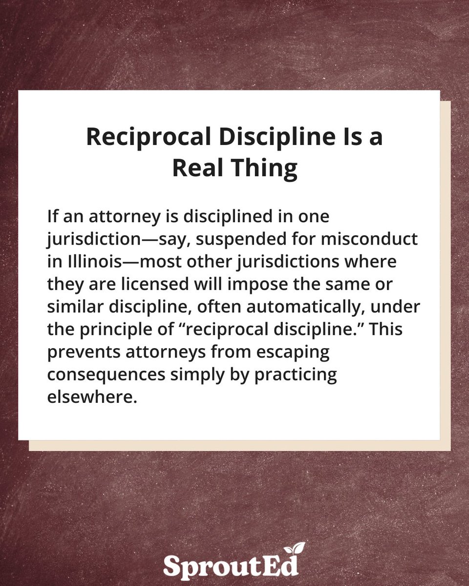 sproutedce's tweet photo. Did you know misconduct in one state can trigger automatic discipline in others?

Join Cari Sheehan, Esq., Assistant General Counsel @Taftlaw & CLE Ethics Leader, on September 9 for "Ethical Mistakes That Could Cost You Your License" to learn what to avoid and how to protect your career.

Register here: https://t.co/EeaCPAbxqV