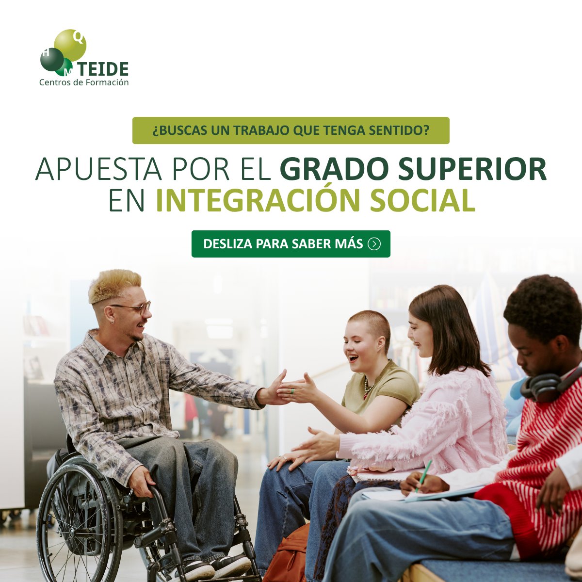 🤝 Grado Superior en Integración Social.
Formación oficial con prácticas reales.
Presencial en Madrid o 100% online.
Accede con tu bachiller homologado.

📞 91 408 73 11 | ✉️ asesor.fp@teideformacion.com | MP

#IntegracionSocial #FPIntegracion #TeideHease