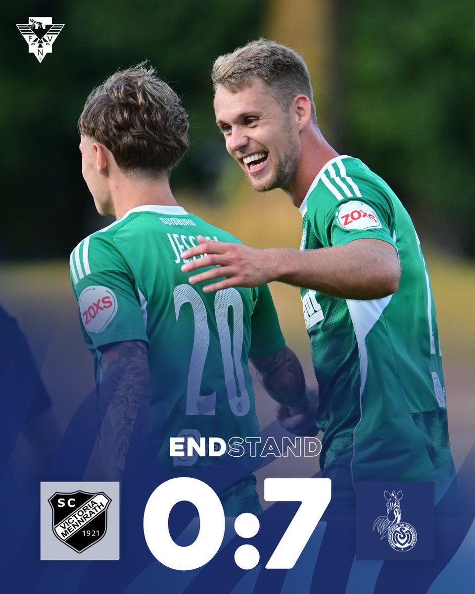 90' Schlusspfiff! 🔚 

Unsere #Zebras ziehen mit einem 7:0 (4:0) gegen Victoria Mennrath in die zweite Runde. Sauber gemacht! 🦓🔵⚪ 

#MSVereint #VICMSV