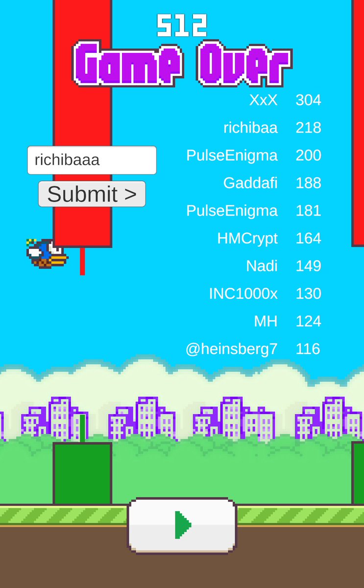 richibaa (@richibaa) on Twitter photo <a href="/Flappy_pCock/">Flappy pCock</a> thank you for bringing back memories. I used to play flappy bird all the time during lunch in highschool 😂. It’s addicting haha. Just got 512. Let’s see if anyone can beat that.🕊️🐐🎮
play.unity.com/en/games/ef2f3…
$BAA $pCock #PulseChain #memecoins $HEX $PLSX $PLS <a href="/Flappy_pCock/">Flappy pCock</a> thank you for bringing back memories. I used to play flappy bird all the time during lunch in highschool 😂. It’s addicting haha. Just got 512. Let’s see if anyone can beat that.🕊️🐐🎮
play.unity.com/en/games/ef2f3…
$BAA $pCock #PulseChain #memecoins $HEX $PLSX $PLS
