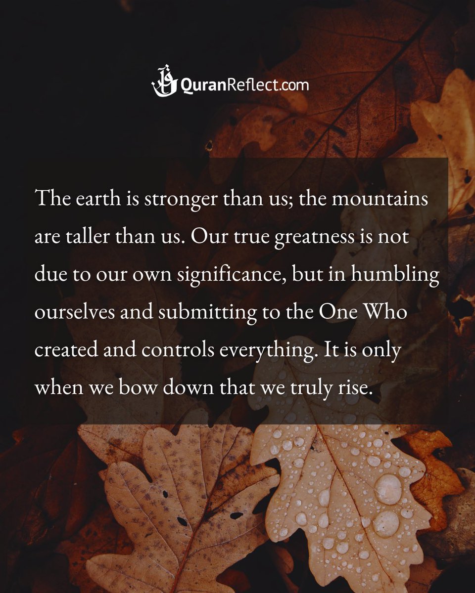 If arrogance starts to creep into your heart, go for a walk and observe how the earth remains largely unaffected by your footsteps…

Reflection on Surah Al-Isra Verses 37 by: A Siddiqui