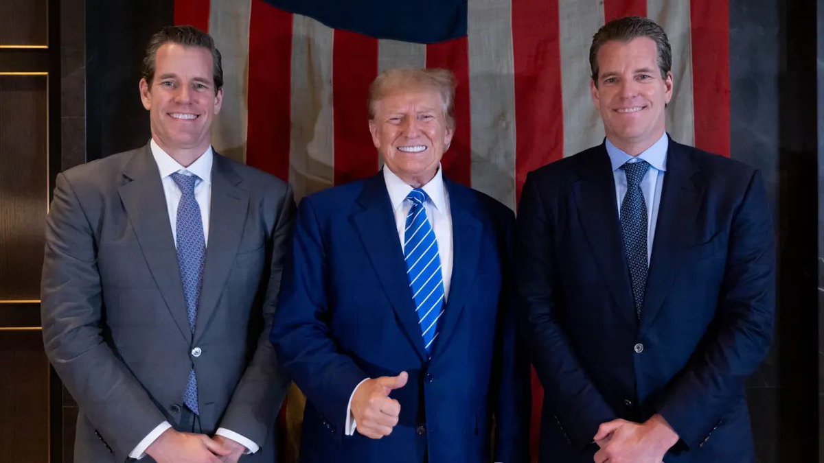 CryptosR_Us's tweet photo. 🚨 JUST IN: 🇺🇸 Gemini's Winklevoss Twins Donate $21M in $BTC to Digital Freedom Fund PAC Backing Trump's Crypto Push. 

✅ Digital Freedom Fund focuses on pro-crypto legislation and fair market policies. 

The Winklevoss Twins are advocating against 🚫 CBDCs. https://t.co/jsS5PaXGt3