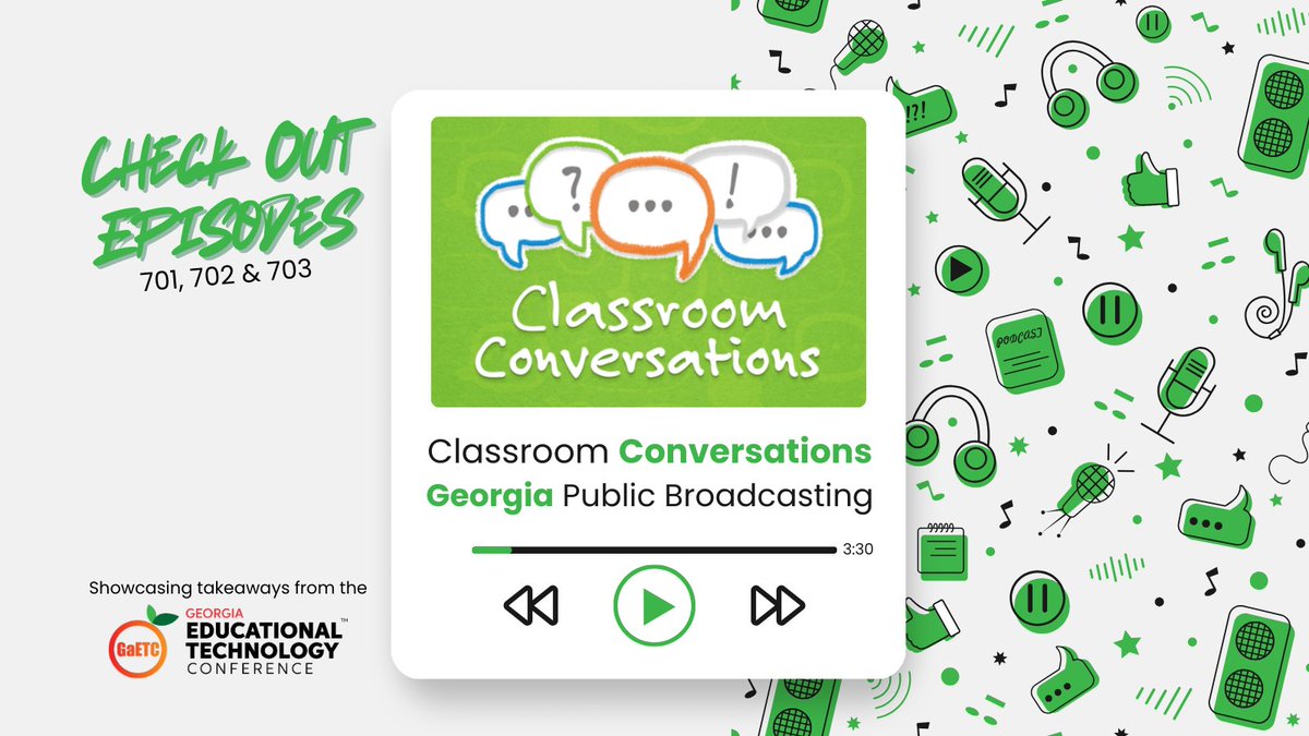 Georgia Educational Technology Conference (@gaetconf) on Twitter photo GaETC is thrilled to be part of the Classroom Conversations podcast from GaDOE and GPB! Listen to the three-part "Back to School with Tech" series, showcasing takeaways from GaETC attendees. Download the audio on your favorite podcasting platform, listen on the GPB website. GaETC is thrilled to be part of the Classroom Conversations podcast from GaDOE and GPB! Listen to the three-part "Back to School with Tech" series, showcasing takeaways from GaETC attendees. Download the audio on your favorite podcasting platform, listen on the GPB website.