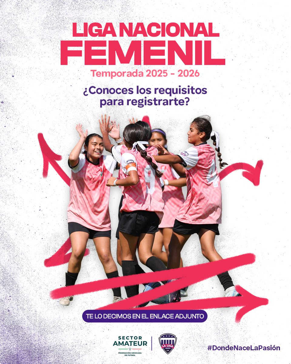Conoce todo lo que necesitas saber para que tú y tu equipo puedan competir en la Liga Nacional Femenil, Temporada 2025-2026. ⚽️

¡Dale clic a este enlace! ➡️ bit.ly/3HouieK