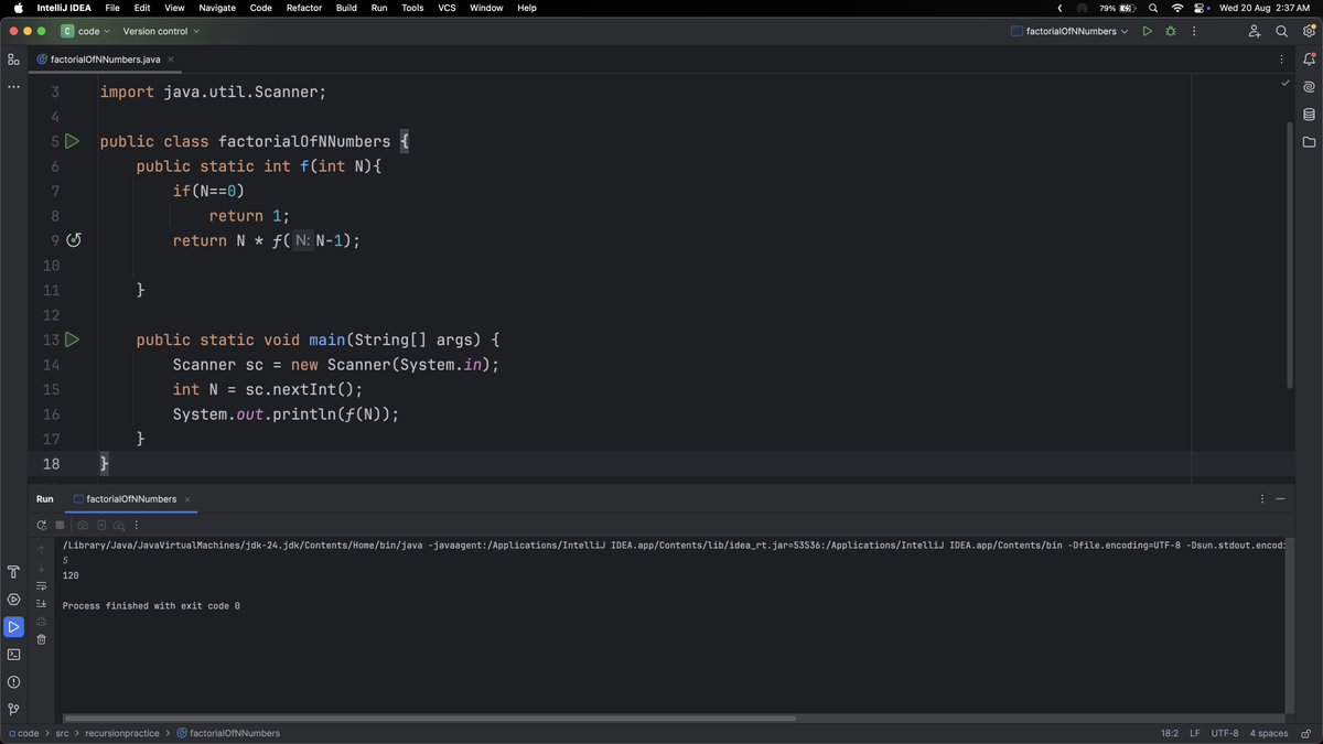 siddharth_code's tweet image. Today I strengthened my understanding of recursion:
Implemented multiple recursive calls
Solved Fibonacci sequence using recursion
Wrote a recursive solution for factorial calculation
Recursion truly simplifies complex problems into elegant solutions. #Java #Coding #Recursion