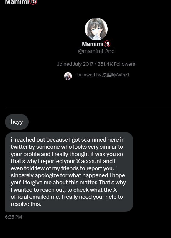 ykixa_'s tweet photo. @mamimi_2nd ❗The Mamimi account was hacked, be careful!! https://t.co/zZZR3v7mfZ